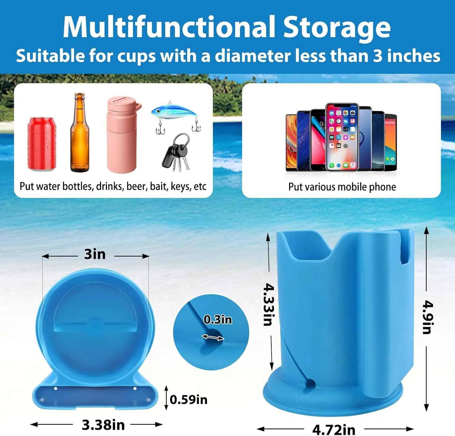 ANGAR Paddleboard Cup Holder, Paddle Board and Kayak Drink Holder, 2-in-1 Anti-Flip Drink & Phone Holder