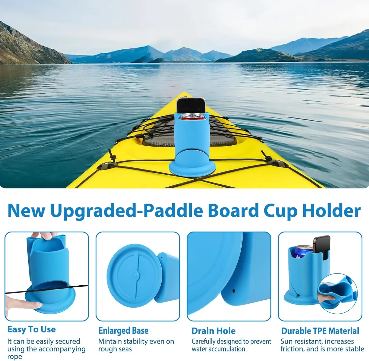 ANGAR Paddleboard Cup Holder, Paddle Board and Kayak Drink Holder, 2-in-1 Anti-Flip Drink & Phone Holder