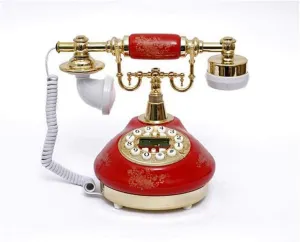 Antique Red Alloy and ABS Landline Phone Retro Ringtones Wired Phone Desk Decor