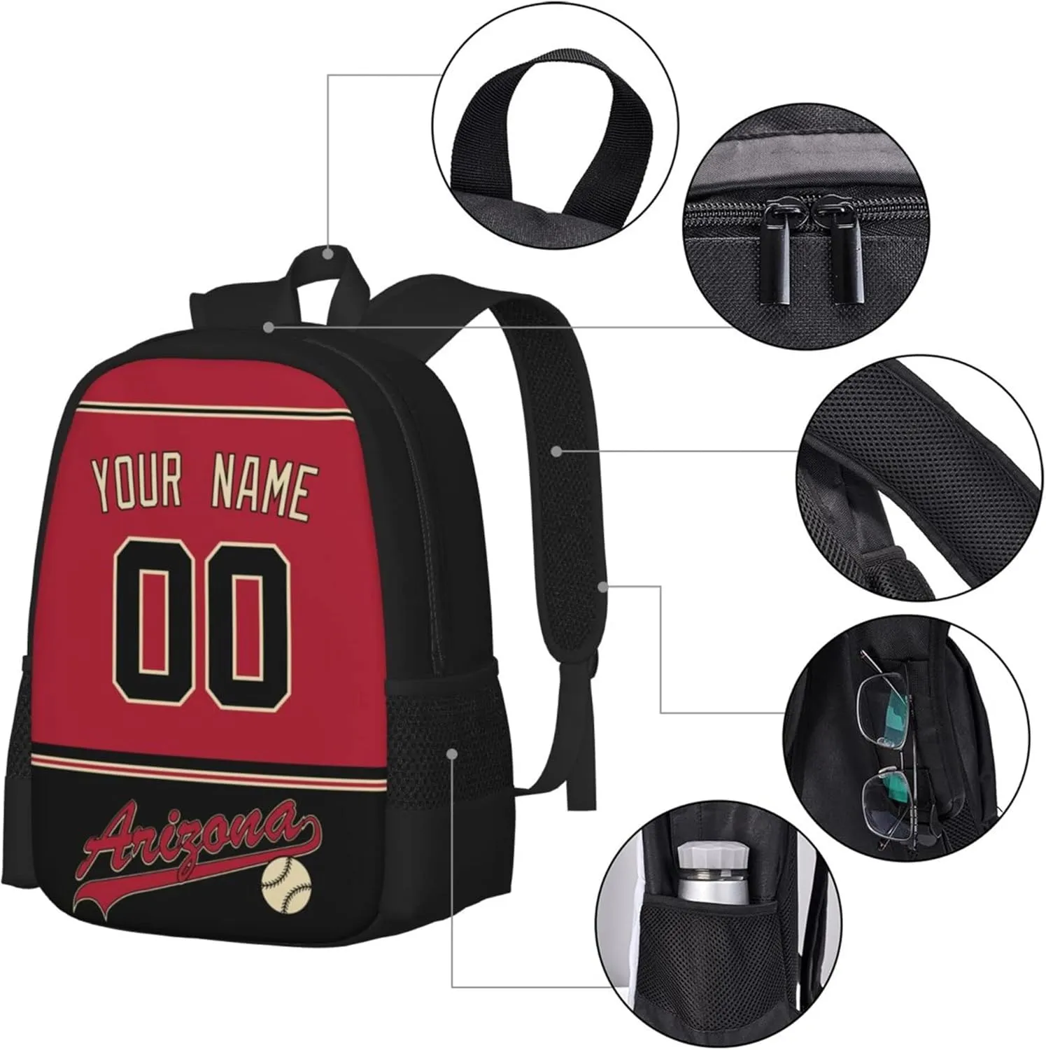 ANTKING Arizona Backpack High capacity Custom Any Name and Any Number Gifts for Kids Men Fans