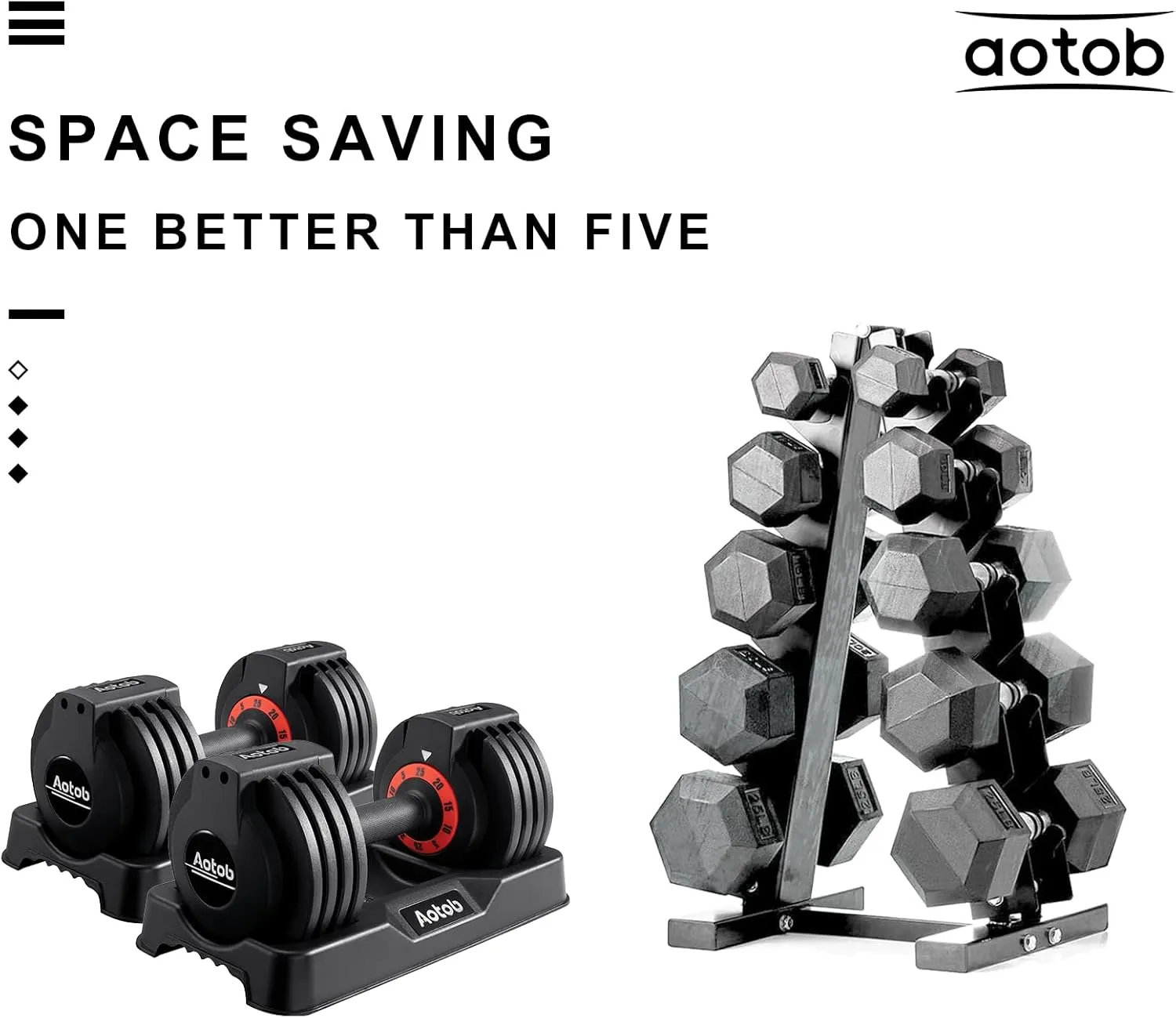 AOTOB 25/55 lbs Dumbbell Set, Anti-Slip Fast Adjust Turning Handle, Adjustable for Men and Women, Pair for Home Gym Exercise