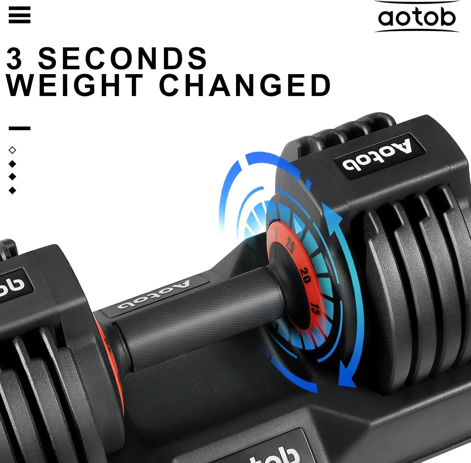 AOTOB 25/55 lbs Dumbbell Set, Anti-Slip Fast Adjust Turning Handle, Adjustable for Men and Women, Pair for Home Gym Exercise