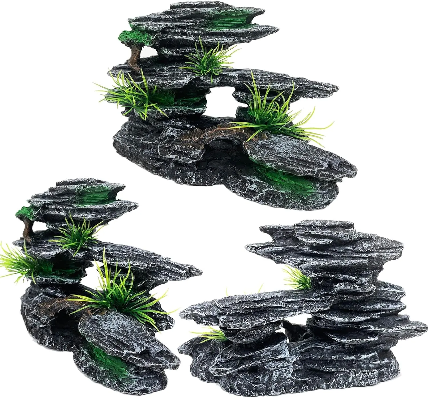 Aquarium Mountain View Stone Ornament Tree Rock Cave Aquarium Decorations for Fish Tank Decorations for Small Fish Tank - 7.5 Inches Long