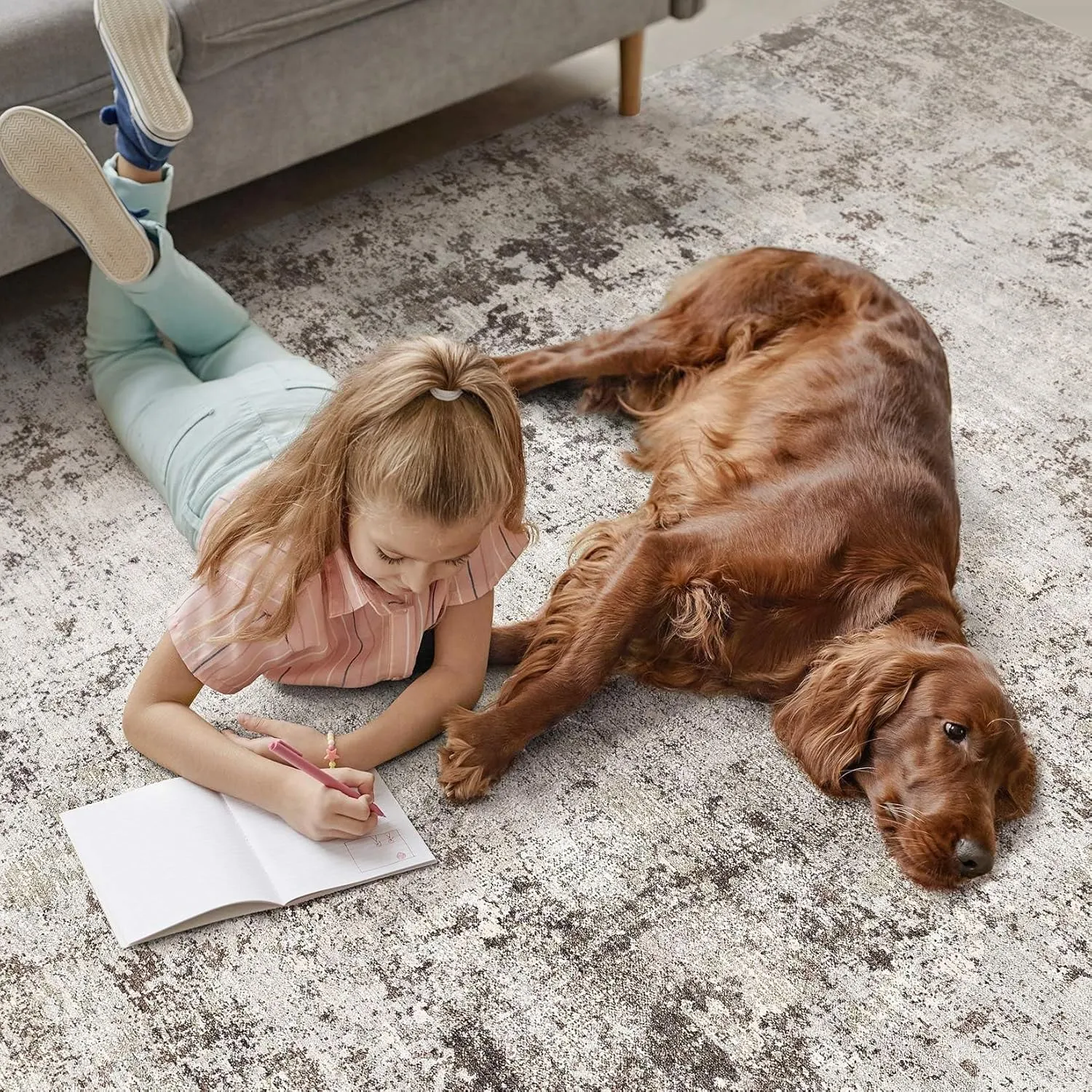 Area Rugs for Living Room: 6x9 Large Soft Washable Rug Modern Abstract Non-Slip Backing Stain Resistant Carpet for Bedroom Dining Room or Home Office Home Decor - Dark Brown