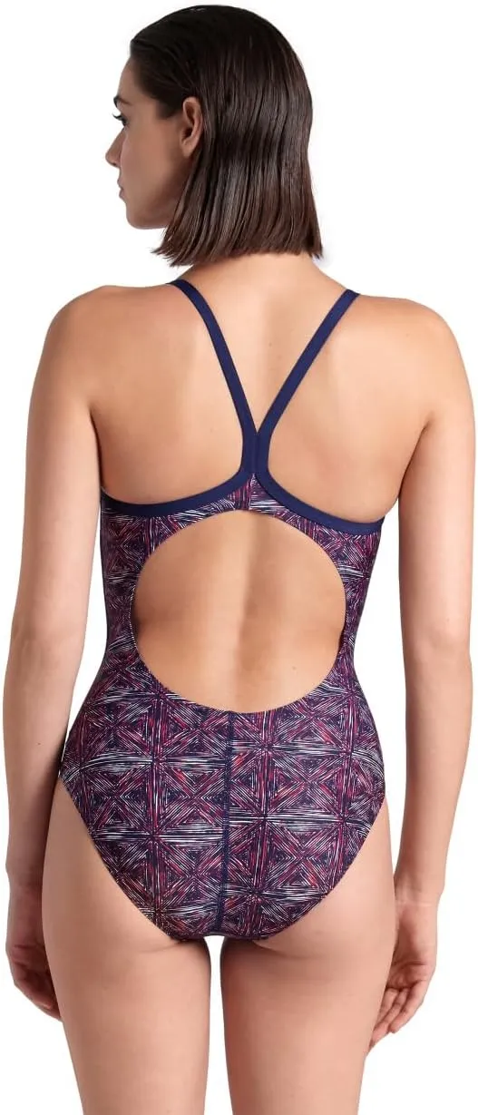 ARENA Performance Abstract Tiles Women's Swimsuit Light Drop Back One Piece Pool Training Bathing Suit Sports Swimwear