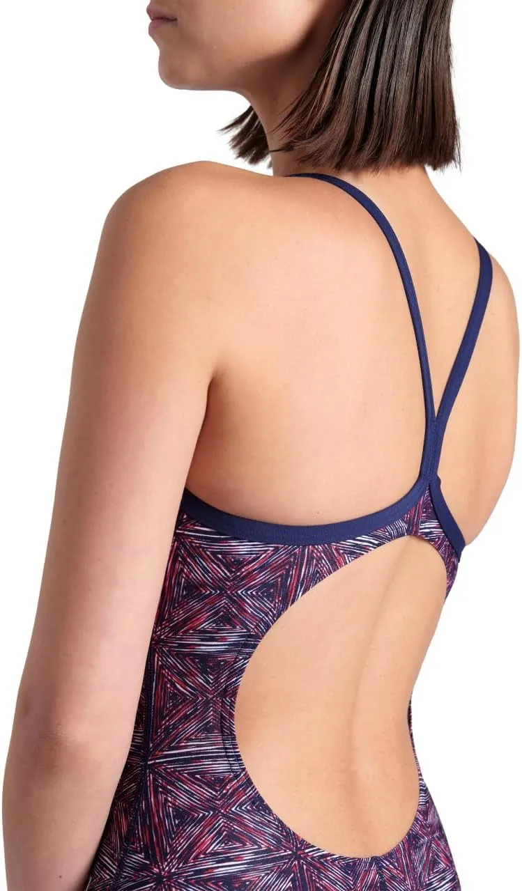 ARENA Performance Abstract Tiles Women's Swimsuit Light Drop Back One Piece Pool Training Bathing Suit Sports Swimwear