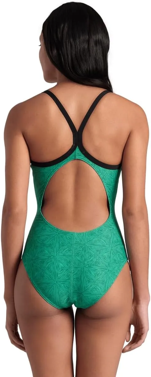ARENA Performance Abstract Tiles Women's Swimsuit Light Drop Back One Piece Pool Training Bathing Suit Sports Swimwear