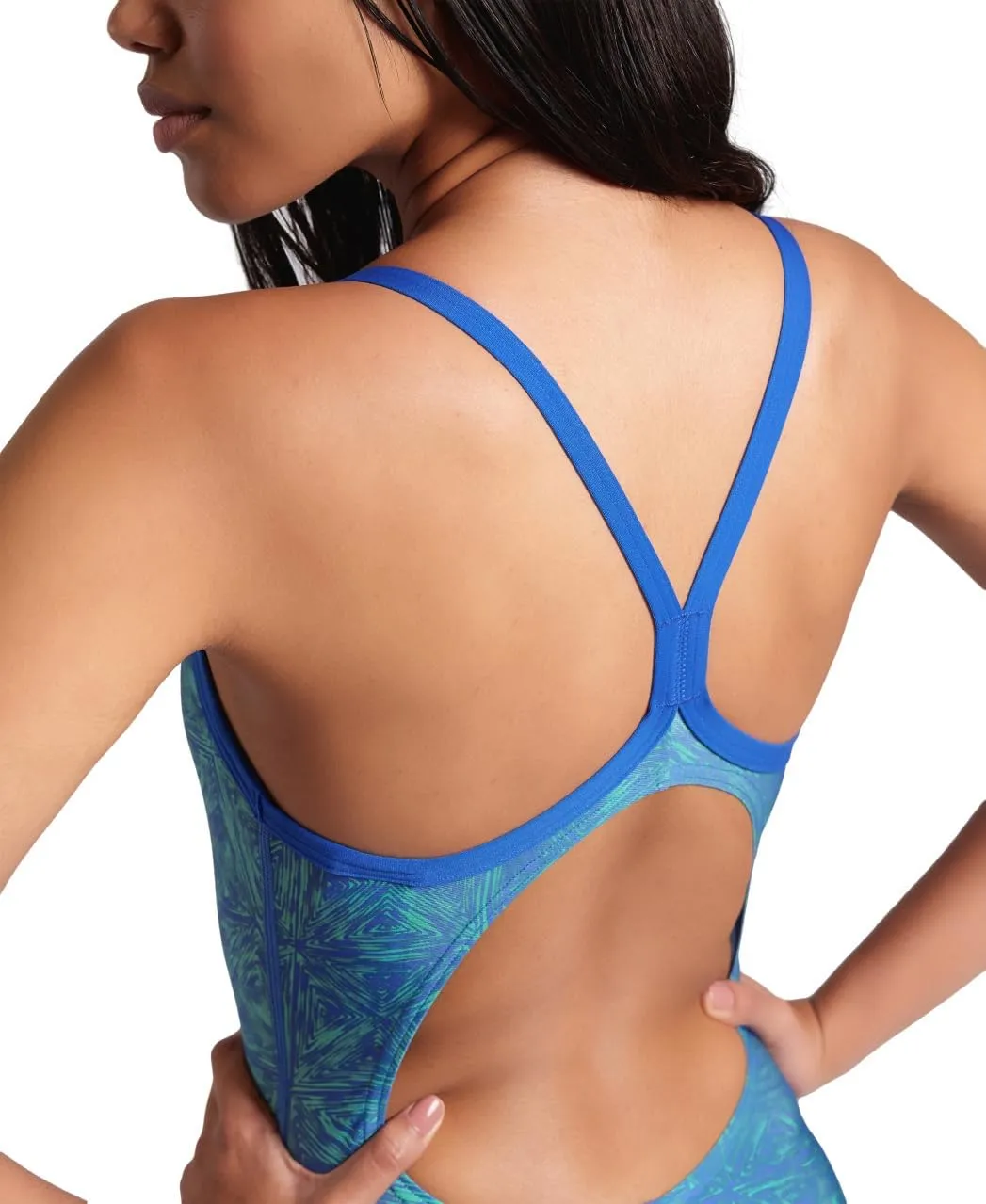 ARENA Performance Abstract Tiles Women's Swimsuit Light Drop Back One Piece Pool Training Bathing Suit Sports Swimwear