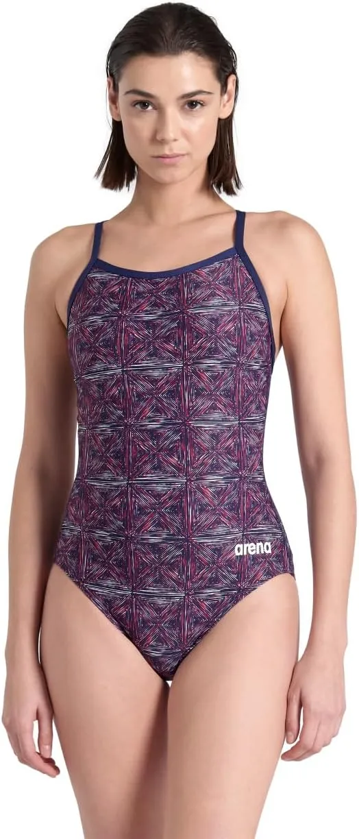ARENA Performance Abstract Tiles Women's Swimsuit Light Drop Back One Piece Pool Training Bathing Suit Sports Swimwear