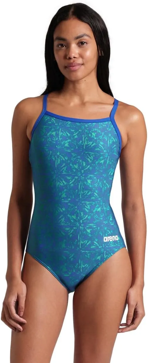 ARENA Performance Abstract Tiles Women's Swimsuit Light Drop Back One Piece Pool Training Bathing Suit Sports Swimwear
