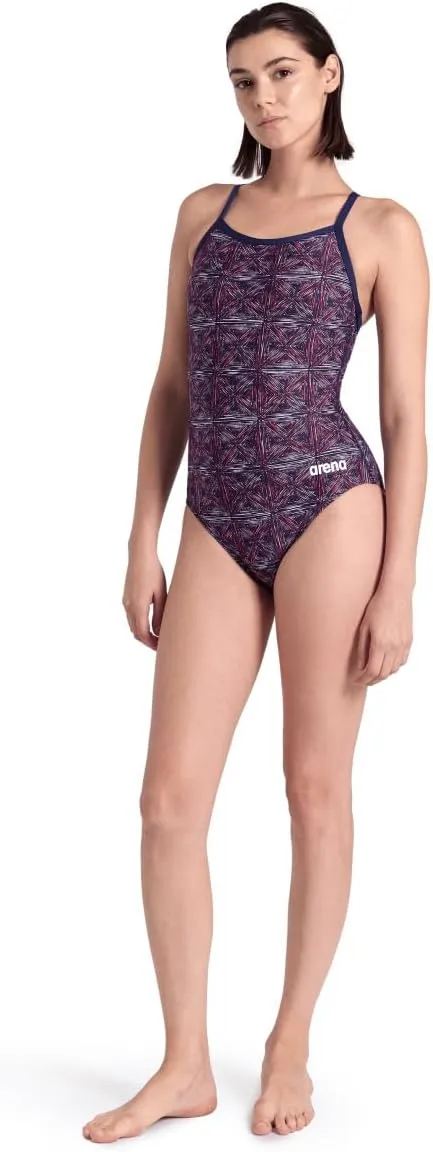 ARENA Performance Abstract Tiles Women's Swimsuit Light Drop Back One Piece Pool Training Bathing Suit Sports Swimwear