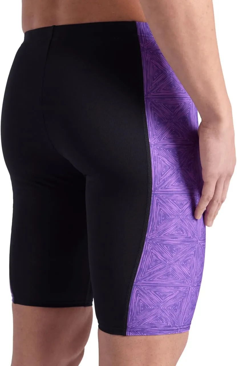 ARENA Performance Men's Abstract Tiles Swim Jammer Athletic Knee-Length Swimsuit Short Competitive Training Bathing Suit