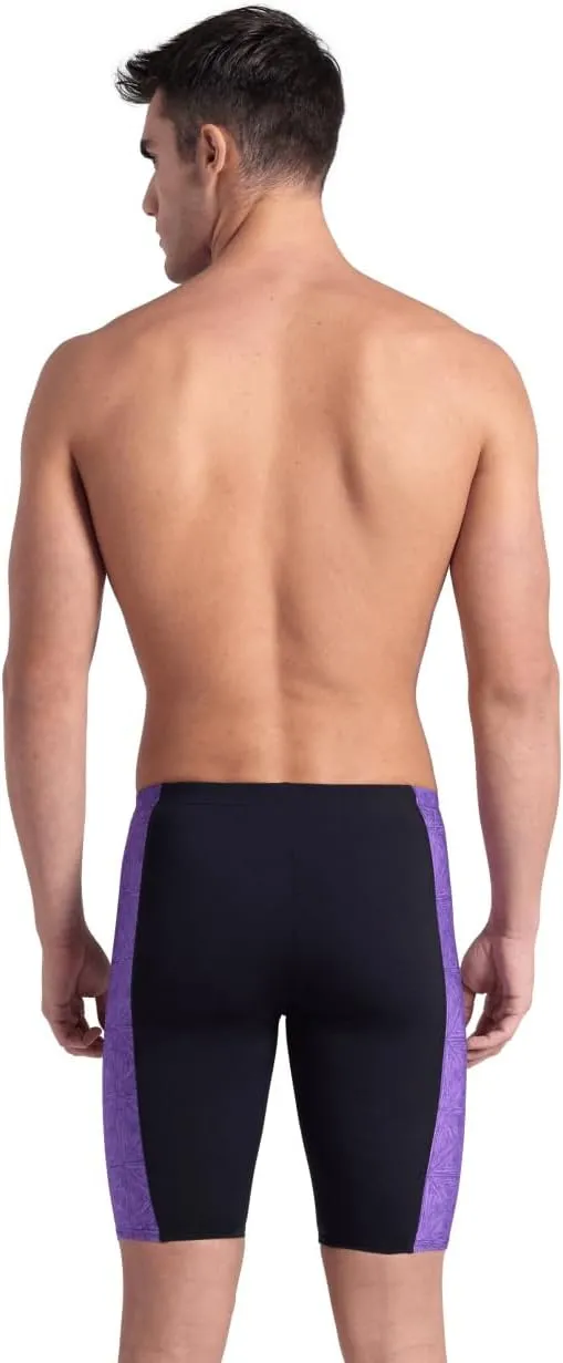 ARENA Performance Men's Abstract Tiles Swim Jammer Athletic Knee-Length Swimsuit Short Competitive Training Bathing Suit