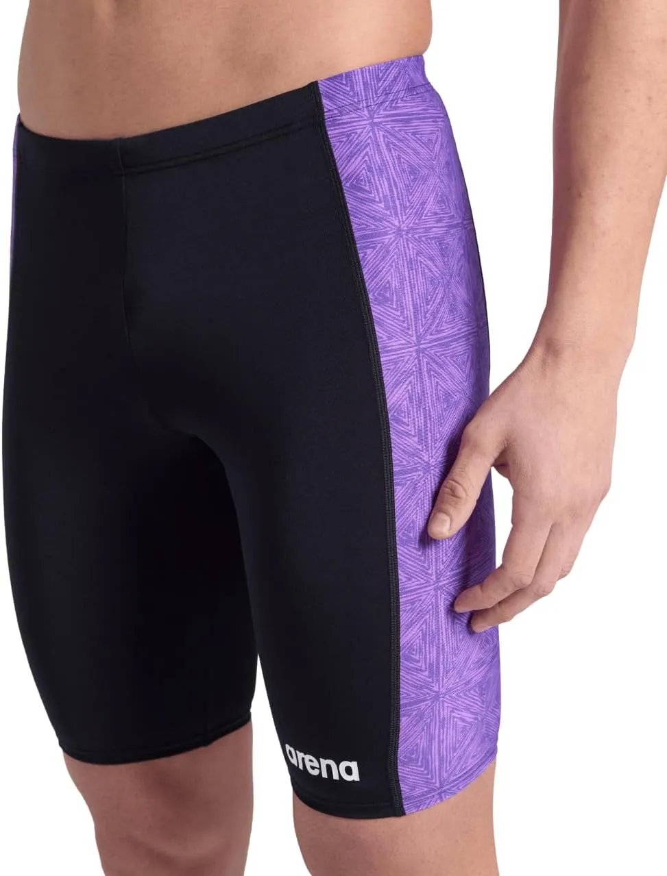 ARENA Performance Men's Abstract Tiles Swim Jammer Athletic Knee-Length Swimsuit Short Competitive Training Bathing Suit