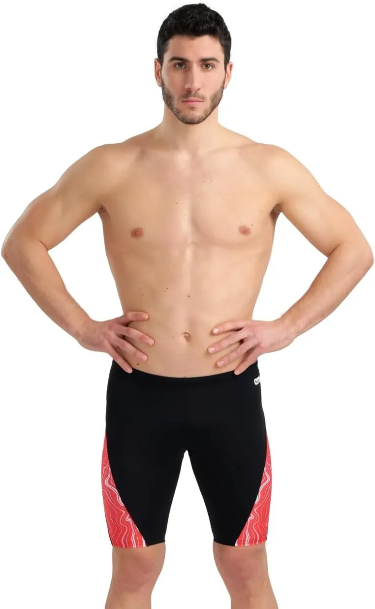ARENA Performance Men's Marbled Swim Jammer MaxLife Athletic Practice Knee-Length Swimsuit Short Training Bathing Suit
