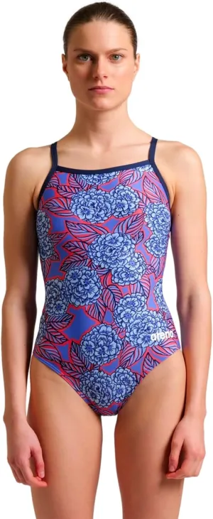 ARENA Women's Hydrangea Bouquet Lightdrop Back One Piece Swimsuit Chlorine Resistant Swimwear for Swim Competition Training