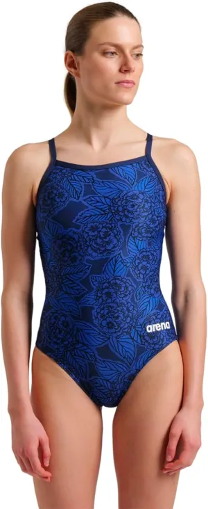 ARENA Women's Hydrangea Bouquet Lightdrop Back One Piece Swimsuit Chlorine Resistant Swimwear for Swim Competition Training