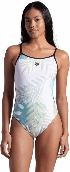 ARENA Performance Light Floral Women's Swimsuit Lace Back One Piece MaxLife Pool Training Suit for Competitive Swimmers