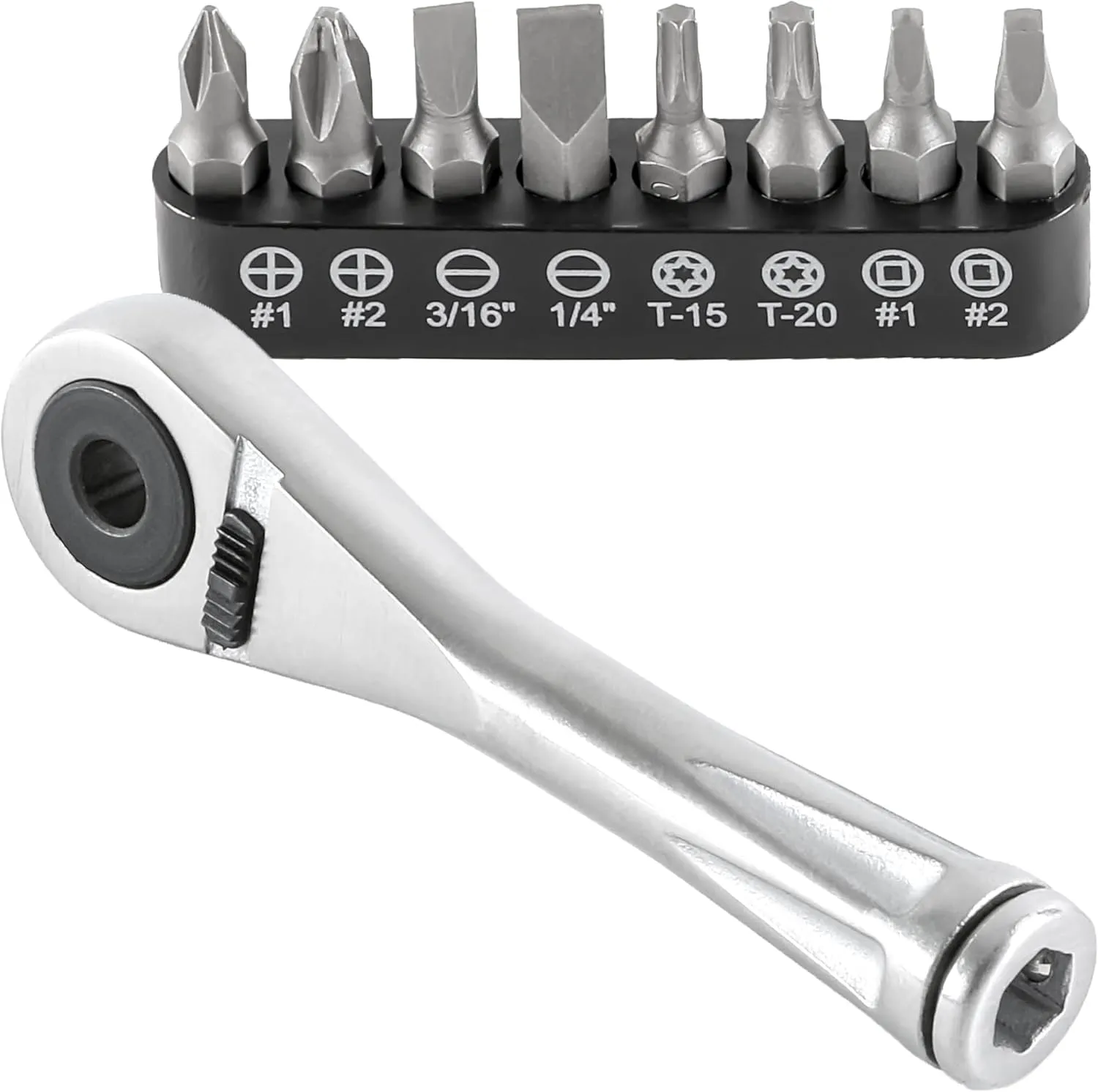 ARES 70040-1/4-Inch Drive Close Quarter Micro Bit Ratchet | Mini Screwdriver with High Torque 72-Tooth Gearhead - 5 Degree Sweep - Spring Loaded Detent Ball Bit Holder