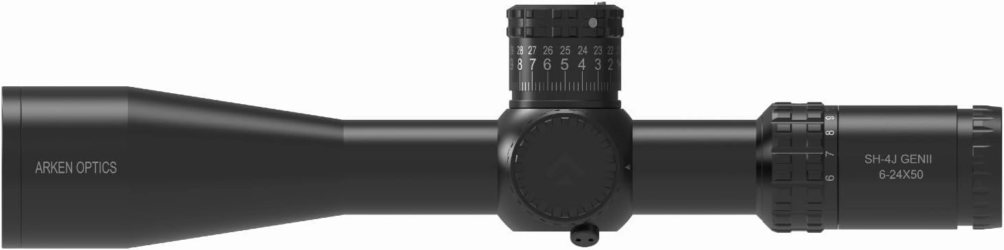 Arken Optics SH4J 6-24X50 Rifle Scope FFP Illuminated Reticle with Zero Stop 34mm Tube