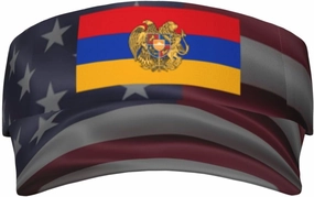 Armenian Coat of Arms Adult Sun Visor Cap - UV Protection, Breathable, Adjustable, Sports & Outdoor Hat Black