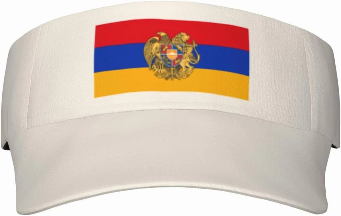 Armenian Coat of Arms Adult Sun Visor Cap - UV Protection, Breathable, Adjustable, Sports & Outdoor Hat Black