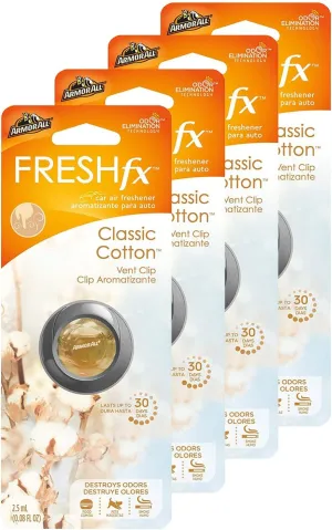 Armor All FRESHfx Car Air Freshener Vent Clip, 4-PACK (Classic Cotton)