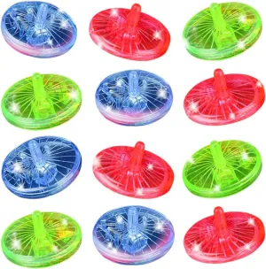 ArtCreativity Light Up Spinning Top Toys, Set of 12, Flashing Spin Toys with LED Effects, Light Up Birthday Party Favors for Boys and Girls, Goodie Bag Fillers for Kids