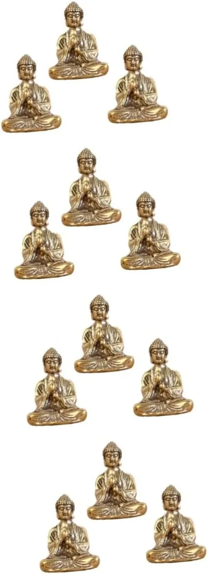 ARTIBETTER 12 Pcs Buddha Decorative Ornaments Mini Buddha Statue Desktop Decoration House Decorations for Home Mini Toy Feng Shui Buddha Meditation Buddha Statues Mini Buddha Adornments Brass