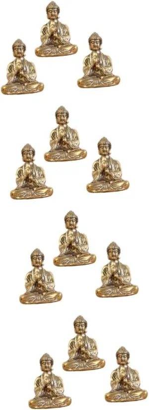 ARTIBETTER 12 Pcs Buddha Decorative Ornaments Mini Buddha Statue Desktop Decoration House Decorations for Home Mini Toy Feng Shui Buddha Meditation Buddha Statues Mini Buddha Adornments Brass