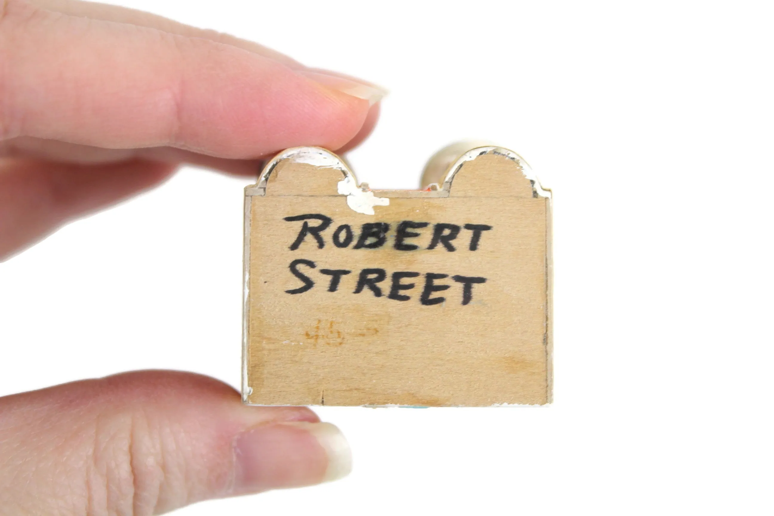 Artisan-Made Vintage 1:144 Miniature Wooden Dollhouse for a Dollhouse Signed by Artist Robert Street