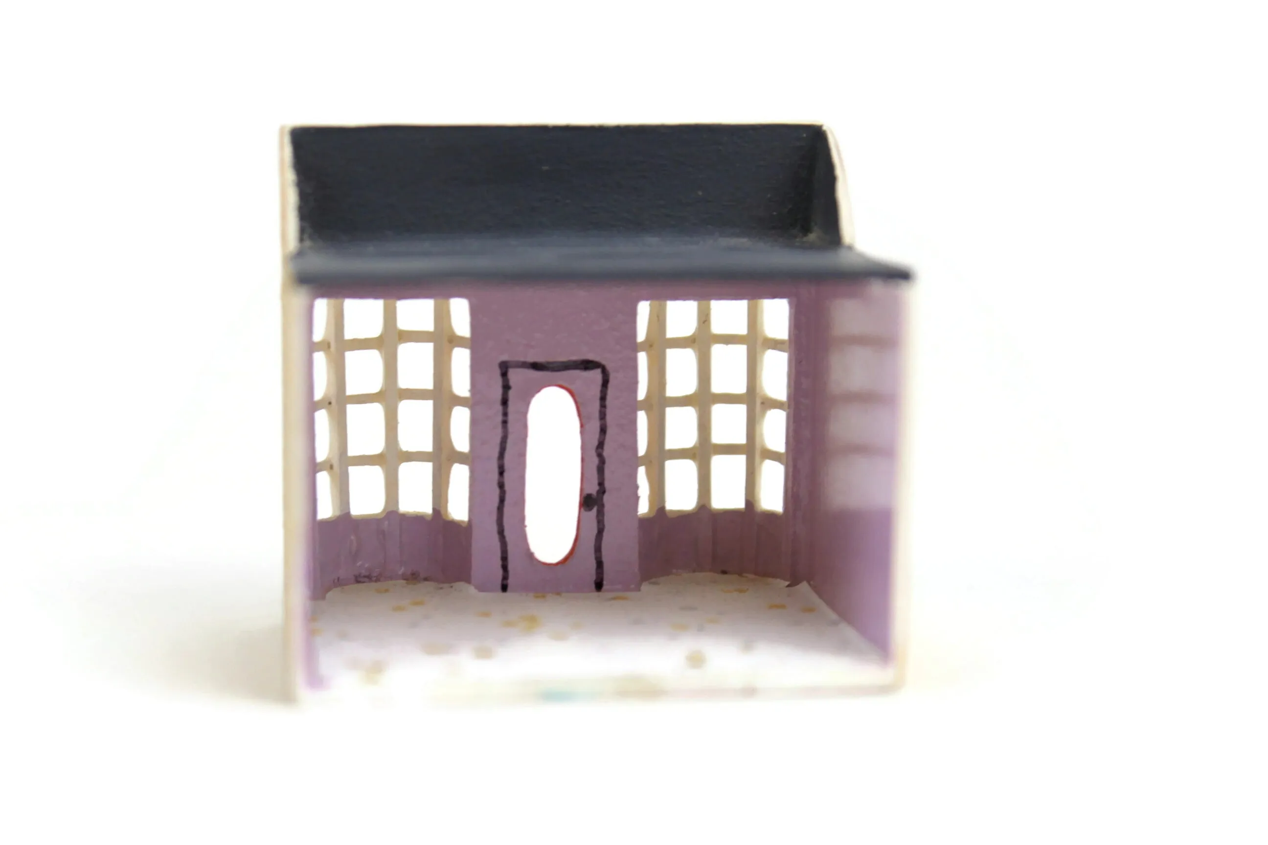 Artisan-Made Vintage 1:144 Miniature Wooden Dollhouse for a Dollhouse Signed by Artist Robert Street