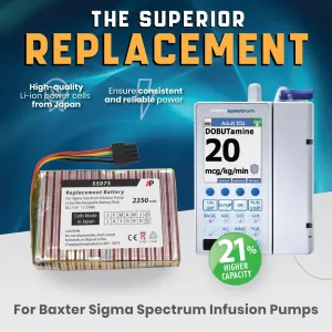 Artisan Power Replacement Battery for Baxter, Sigma Spectrum Infusion Pump | Li-ion | 7.4 V | 2350 mAh | 31% More Capacity | Replaces Battery Number 55075-2 and S00225
