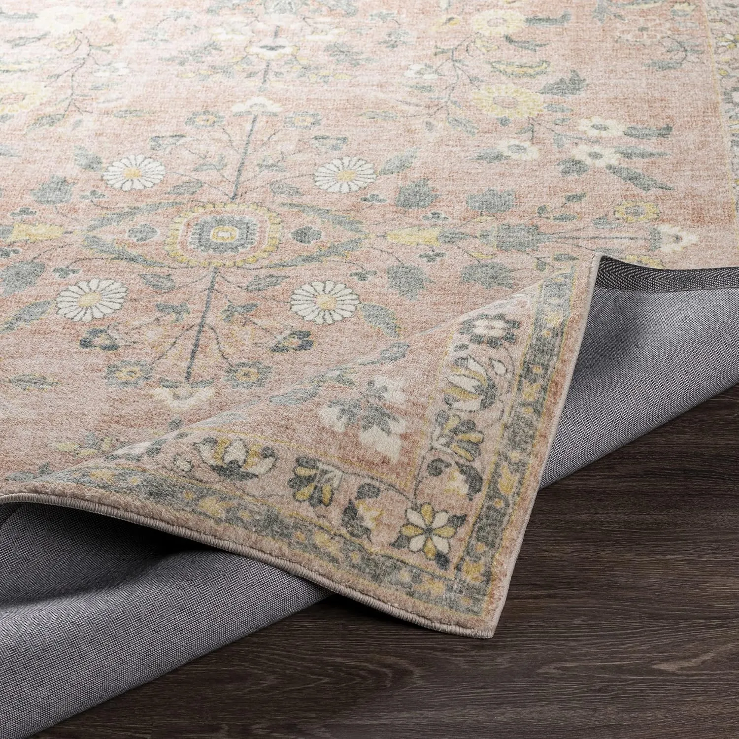 Artistic Weavers Maadai Printed Floral Area Rug, 5' x 7'6", Pale Pink