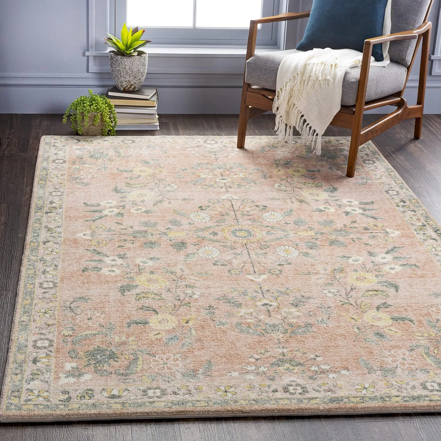 Artistic Weavers Maadai Printed Floral Area Rug, 5' x 7'6", Pale Pink