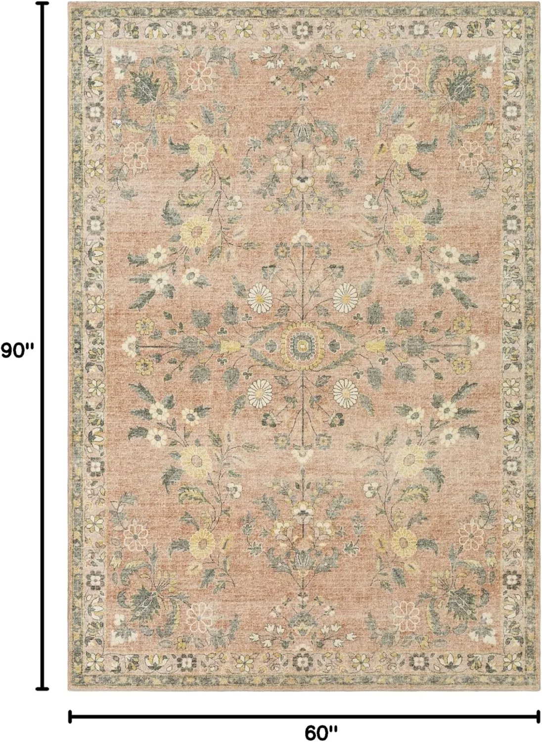 Artistic Weavers Maadai Printed Floral Area Rug, 5' x 7'6", Pale Pink