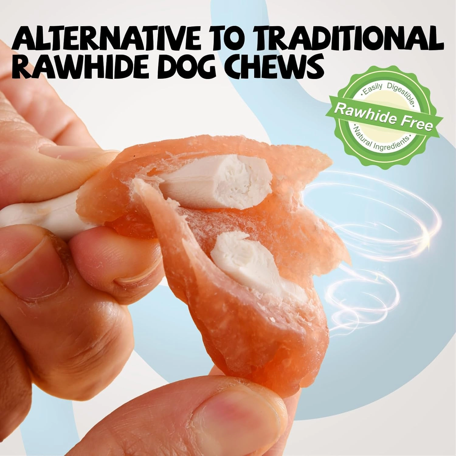 ASMPET Dog Treats, Chicken Jerky Wrapped Calcium Bone Drumsticks Rawhide-Free Grain-Free 3 inches Health Chewy Training Treats (Min 18 pcs/Pack) for Small Medium Large Breeds Teeth Cleaning