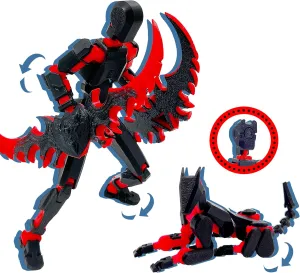 (Assembly Completed) T13 Action Figure Set, 3D Printed Toys Robo 13 Action Figure,Dummy 13 Titan 13 Action Figure (Black Red   Dog)