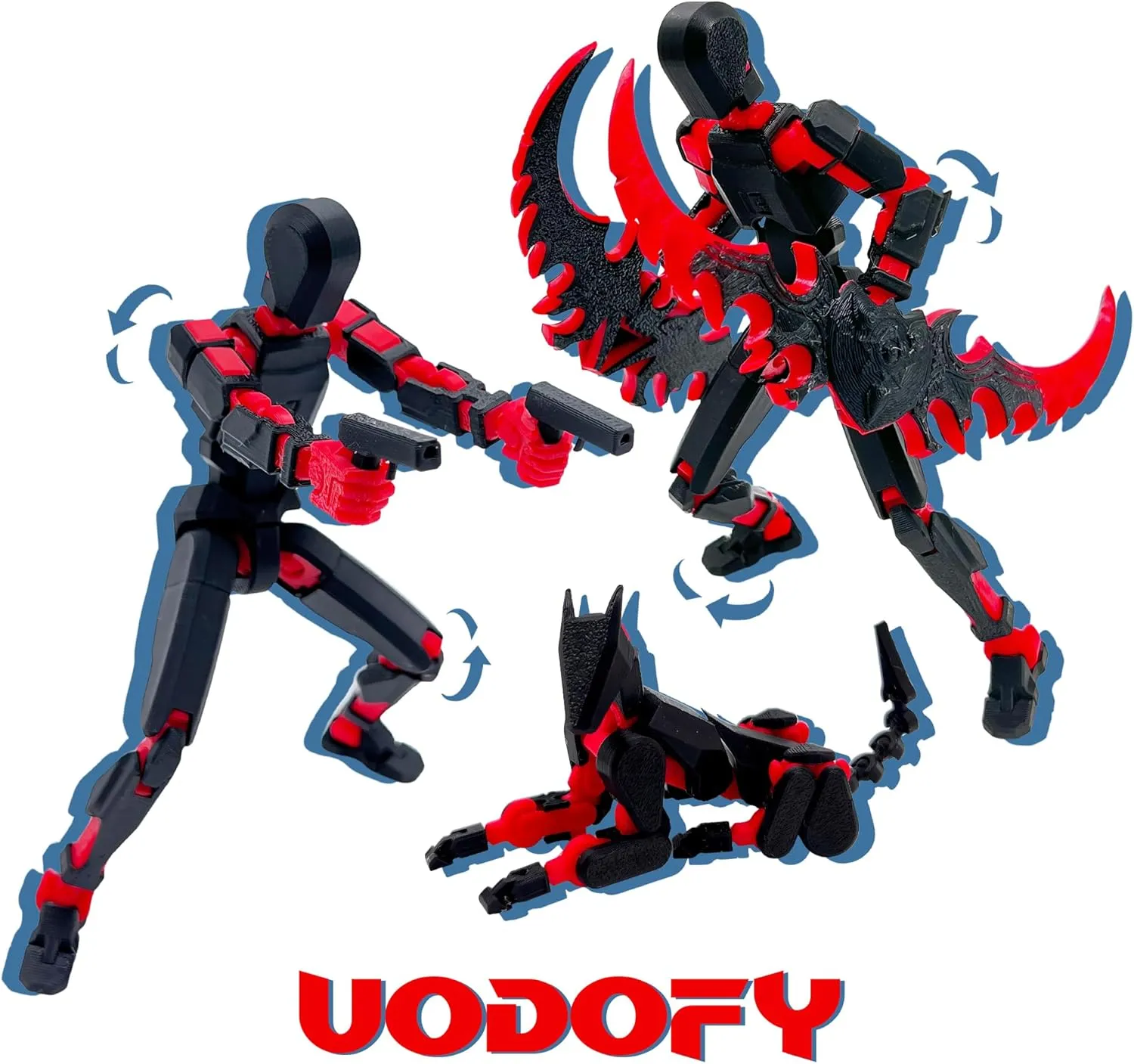 (Assembly Completed) T13 Action Figure Set, 3D Printed Toys Robo 13 Action Figure,Dummy 13 Titan 13 Action Figure (Black Red   Dog)