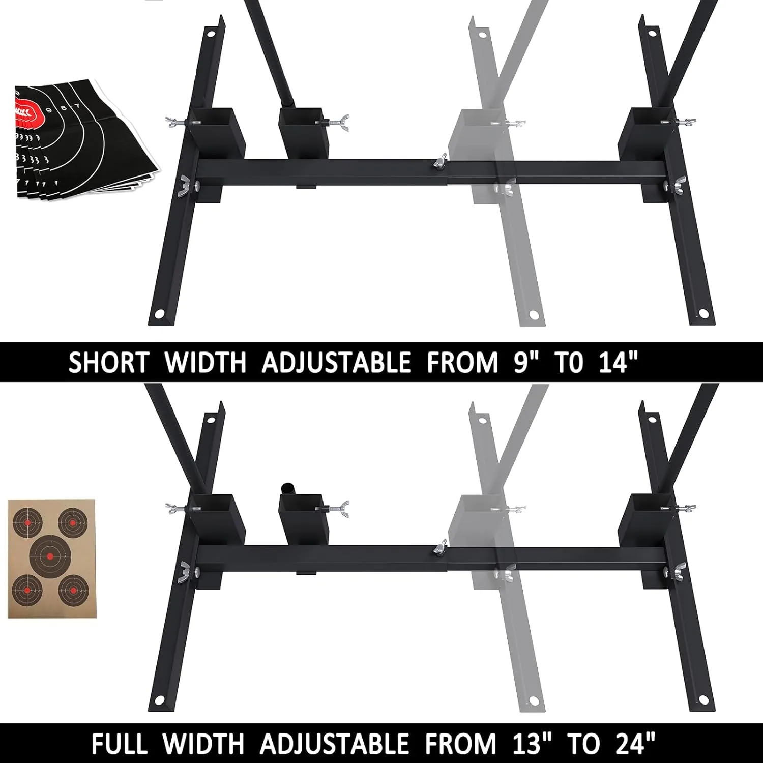 Atflbox Shooting Target Stand with 10pcs 17x25 Inch Paper Targets, Durable Paper Target Holder with Stable Adjustable Base for Cardboard Silhouette, H Shape, USPSA/IPSC, IDPA Practice