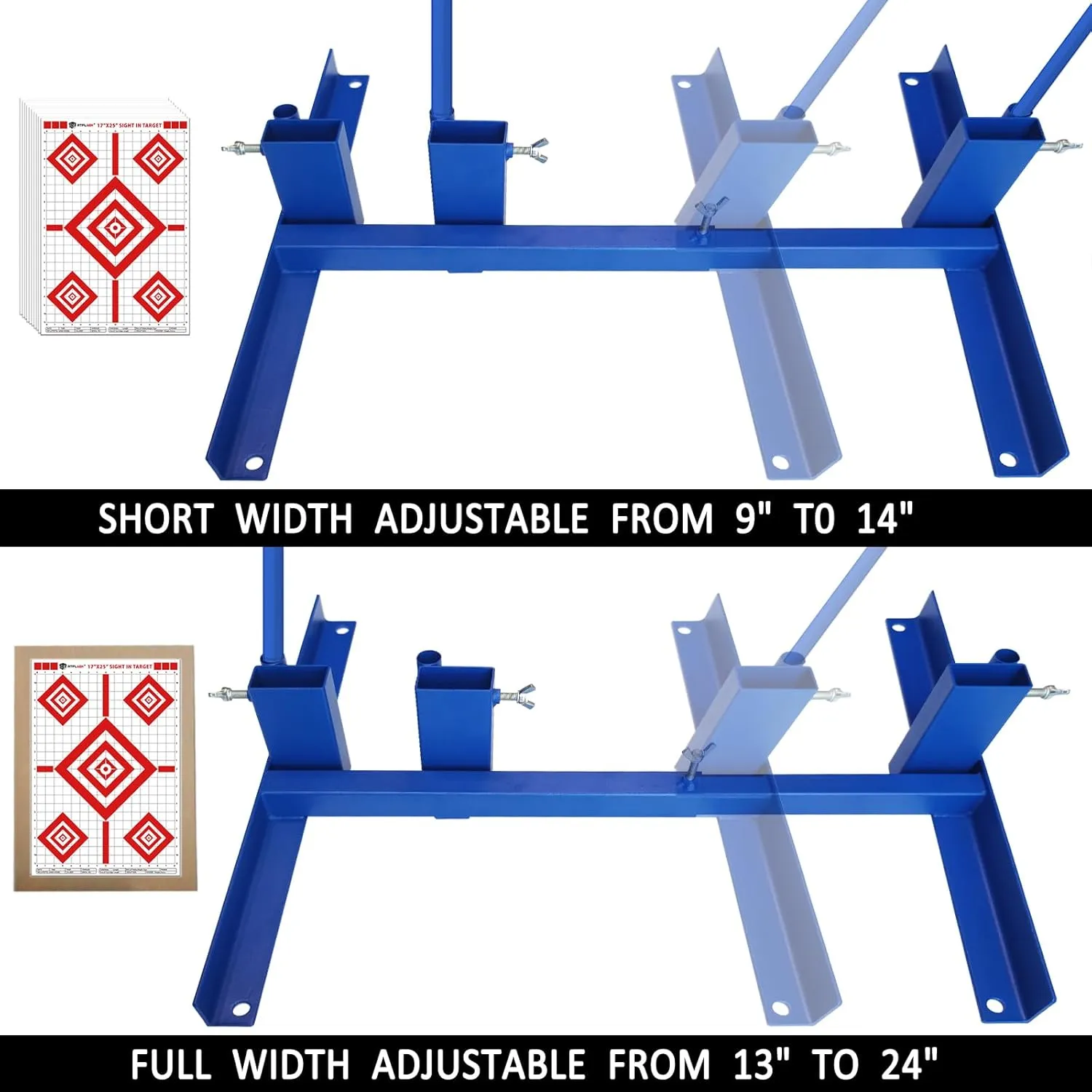 Atflbox Shooting Target Stand with 10pcs 17x25 Inch Sight in Paper Targets, Durable Paper Target Holder with Stable Adjustable Base for Cardboard Silhouette, H Shape, IPSC, IDPA Practice