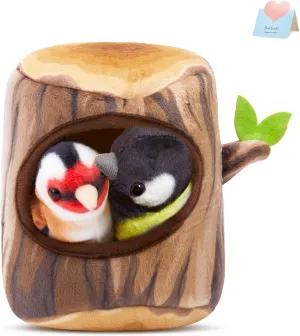 Athionsu 3PCS Woodland Animal Plush Pillow Set - 6-inch Soft Bird & Tree Stump Plush Toys for Kids, Cozy Forest Home Décor, Nature-Themed Gifts for Boys & Girls
