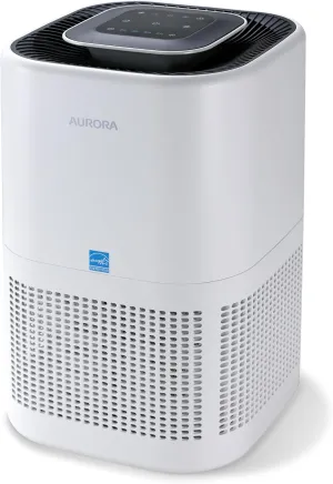 Aurora AR100W Air Purifier for Mold, Smoke, Dust, Odors, Pollen, Allergens, and Germs with H13 True HEPA Filter and 3-Stage Purification, Covers Up to 1,100 ft², Energy Star certified, White