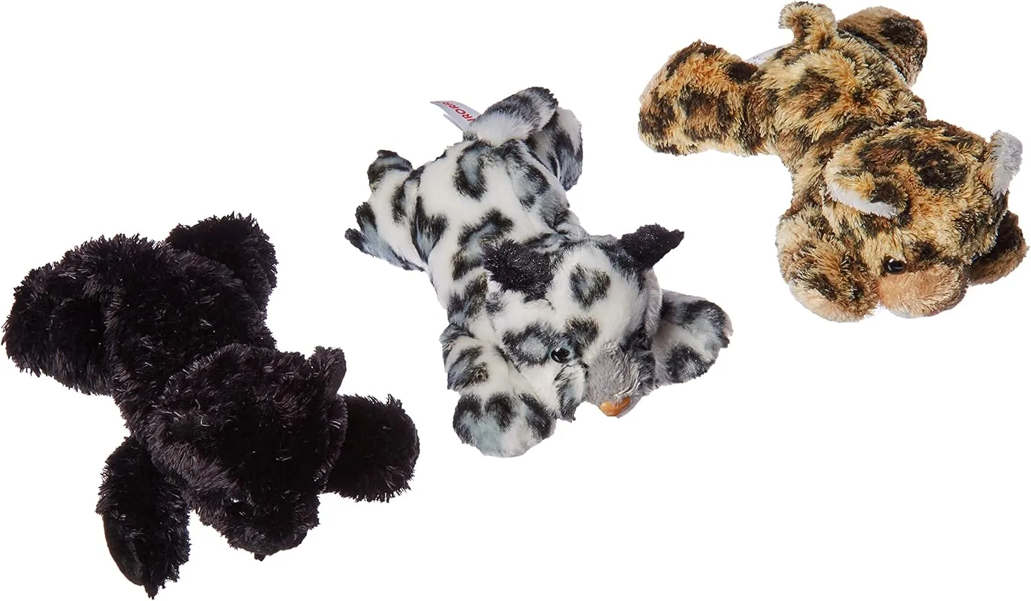Aurora Bundle of 3 Stuffed Beanbag Animals:Snow Leopard, Streak Cheetah and Onyx Black Panther 8" Mini Flopsie Plush Beanbag