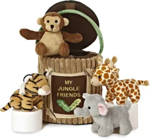 Aurora® Engaging Baby Talk™ My Jungle Friends™ Baby Stuffed Animal - Sensory Delight - Interactive Learning - Multicolor 8 Inches