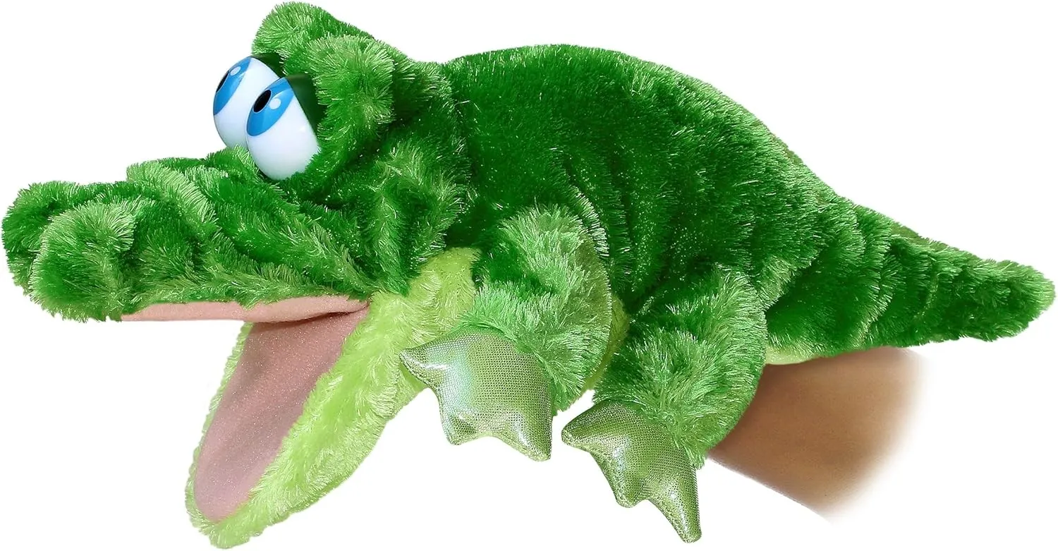 Aurora® Interactive Hand Puppet Grator™ Stuffed Animal - Storytelling Adventures - Playful Learning - Green 13.5 Inches