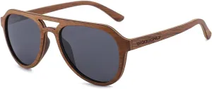 Aviator Wood Polarized Sunglasses - Cool Style Wooden Sun Glasses with Bamboo Case for Men and Women Perfect Gifts
