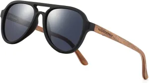Aviator Wood Polarized Sunglasses - Designer Style Wooden Shades for Men and Women Birthday, Christmas Gifts