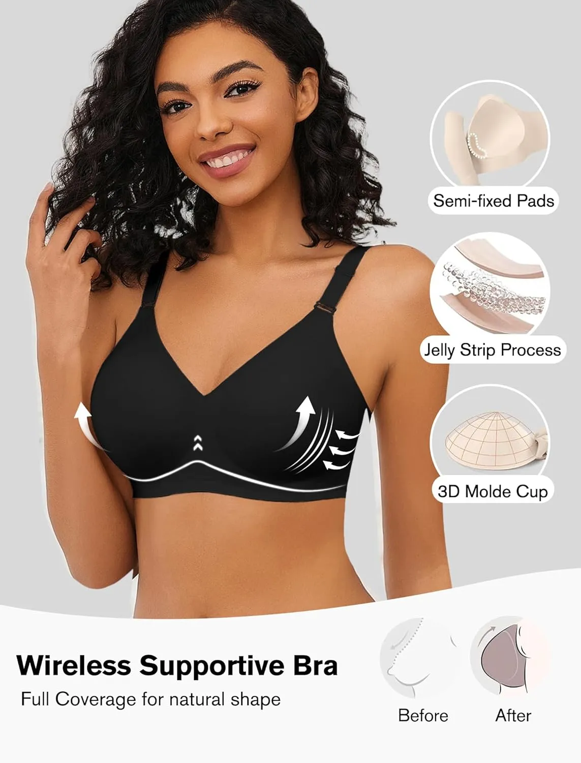 Avidlove Wireless Bras for Women Comfy Seamless Bra No Underwire Bras Full Coverage Bralettes Soft Comfortable Everyday Bra