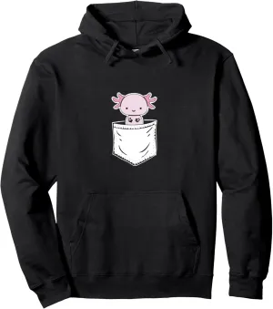 Axolotl Inside Pocket Watching You, Walking Fish Axolotl Pullover Hoodie